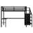 Full Size Loft Bed With L-shaped Desk And Usb, Metal Loft Bed With Wardrobe And Adjustable Shelf