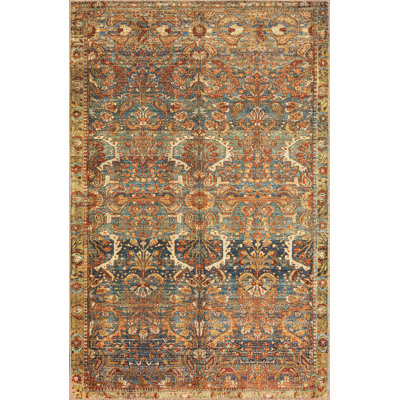 Tapis bleu / brun Anaelise