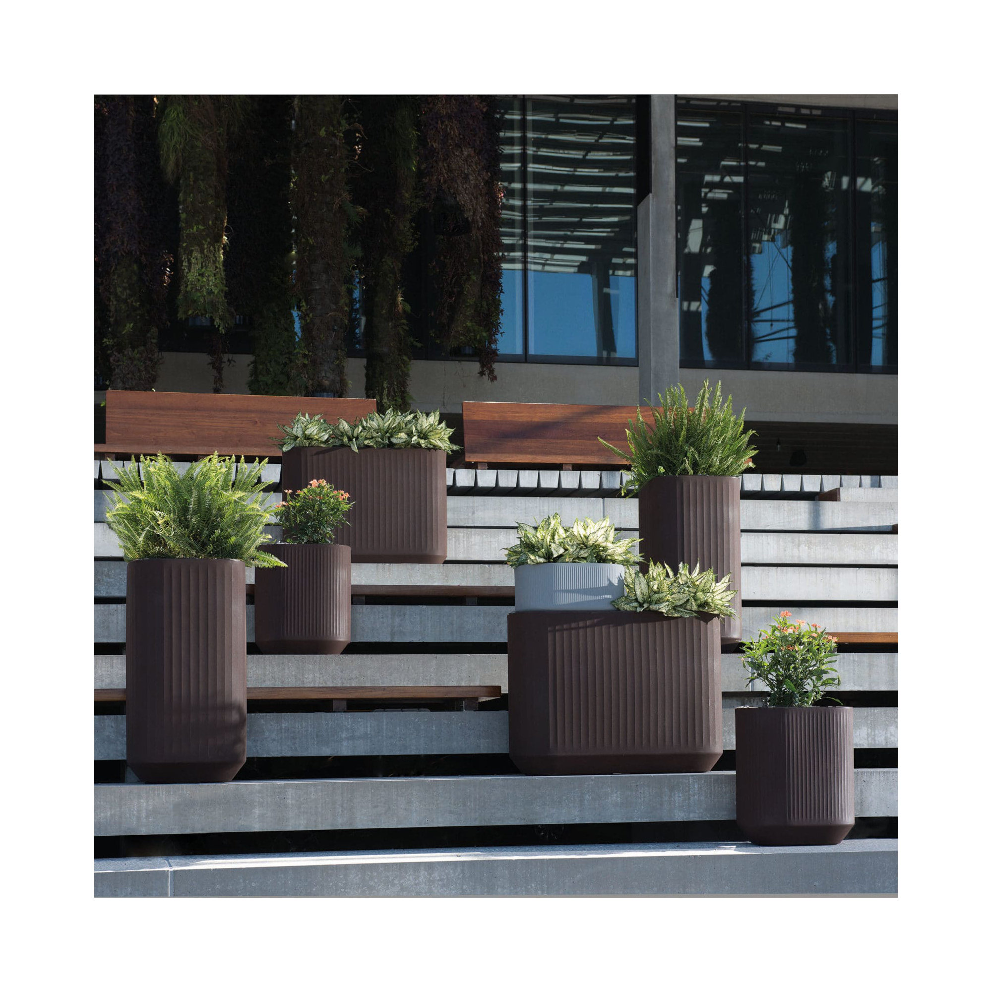 MODULAR SELF WATERING PLANTER BOX, 40" x 14" x 30"H - Privacy Planter Wall, Bark