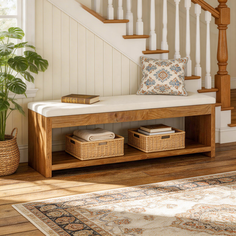 Shoe Bench With Cushion And Storage Shoe Rack For Entryway Living Room