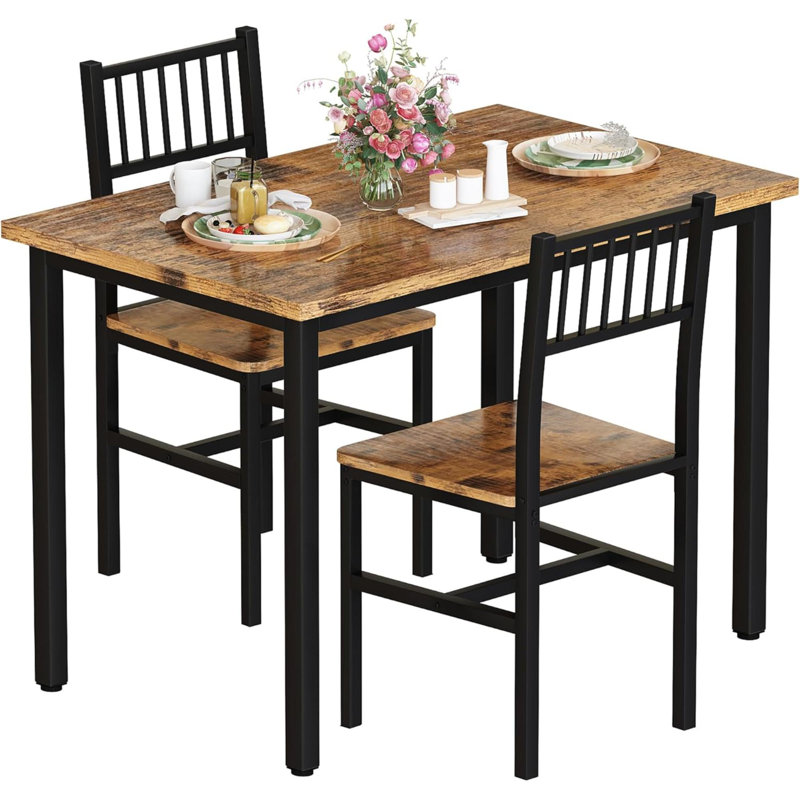 3 Piece Dining Table Set For 2 Kitchen Table Set For 2 With Chairswood Breakfast Nook Table And Chairs Set Of 2 Dinette Set For Space Dining Roomapartment