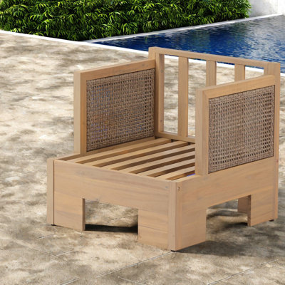 lb Patio Lounge Chairs Set 2, Acacia Wood Wicker, Modern Patio Home