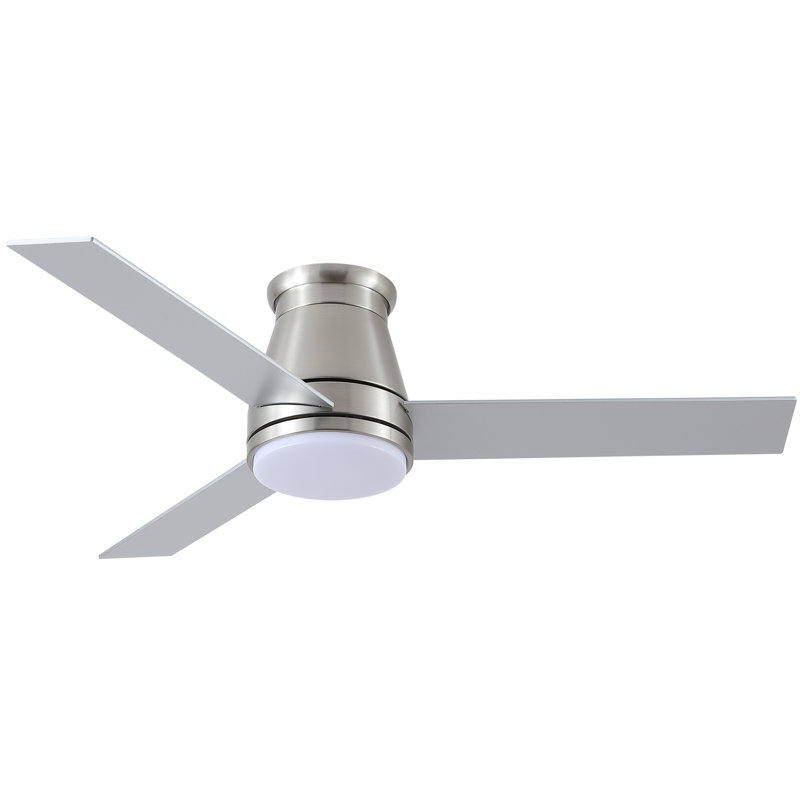 Amici Modern 48'' Flush Mount Ceiling Fan with LED Lights and Remote Control, Nickel