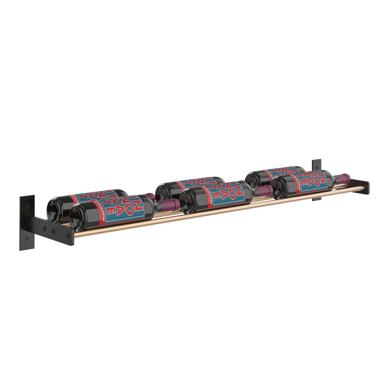 Thedford 6 Bottle Wall Mounted Wine Bottle Rack, Matte Black frames with Golden Bronze rods