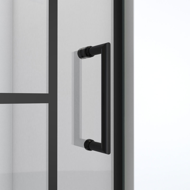 Unidoor Toulon 24" Matte Black Frameless Hinged Shower Door