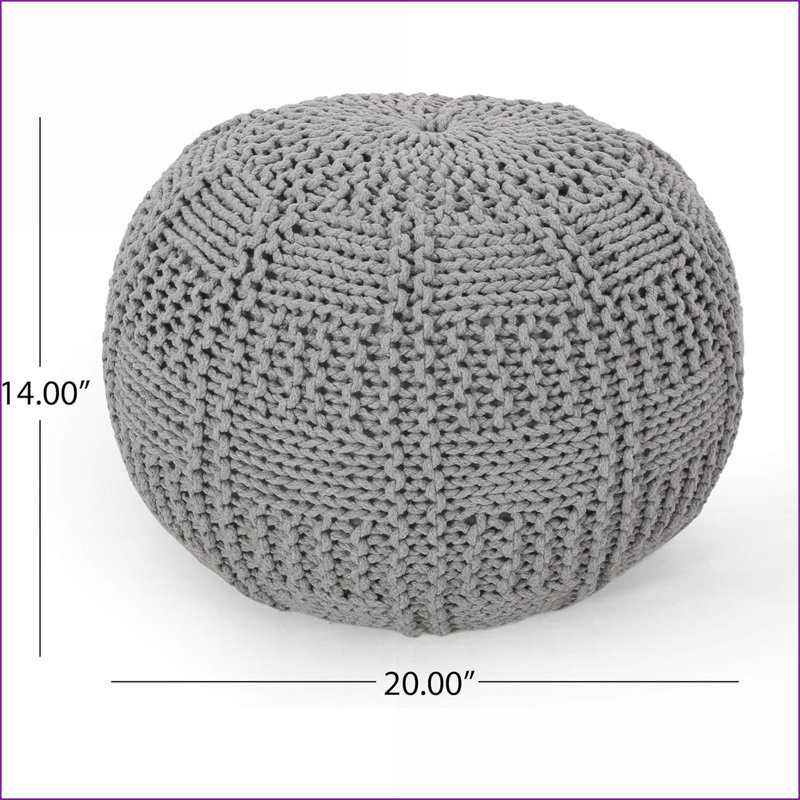 Pouf rond en coton Yuny Knit | Coton | Rond, Coton gris