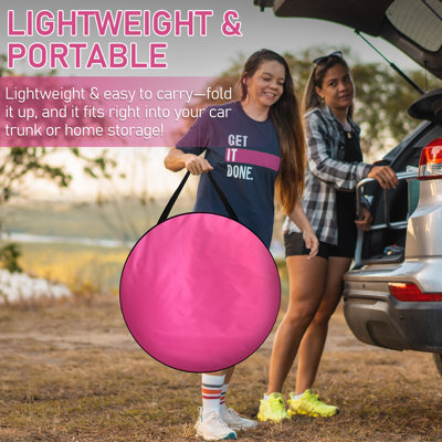 Tente rose pliable pour plus d'intimité, abri extérieur portatif et multifonctionnel servant de vestiaire et de toilettes portatives, tente à montage instantané pour le camping, la plage et la randonnée.