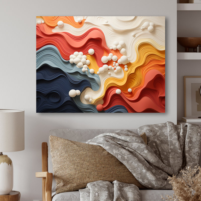 «Colorful Ripple Harmony Elegance I», reproduction d'art murale abstraite en métal MT137235, H 30 po x l 40 po x P 1,5 po