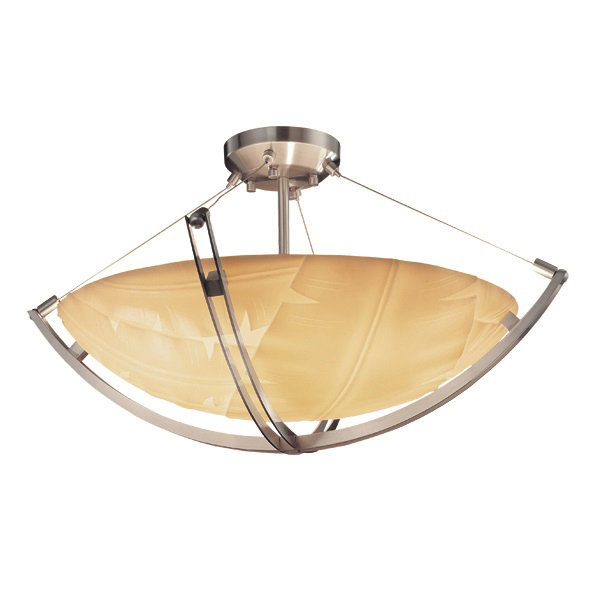 Porcelina™ Faux Porcelain Resin Flush Mount, Banana Leaf, Brushed Nickel