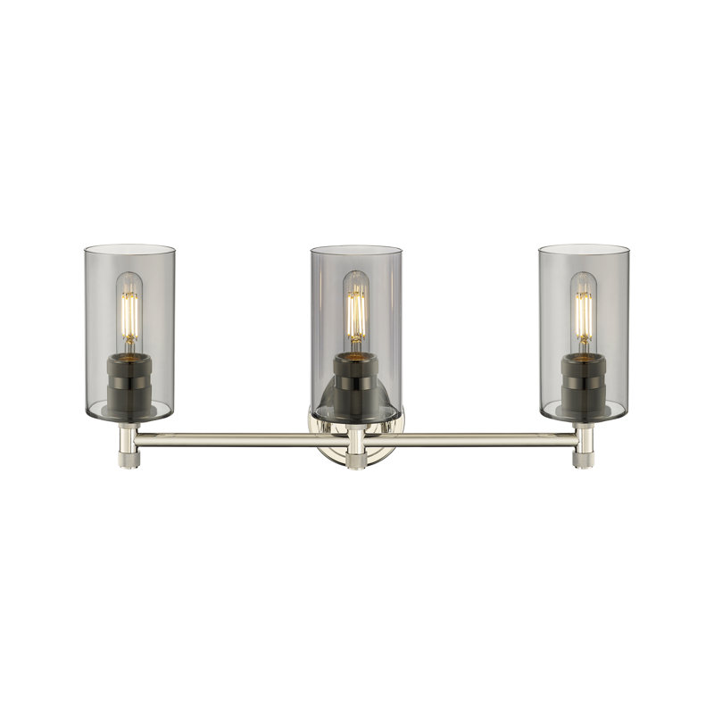 Éclairage pour meuble-lavabo mural 3 lumières Crown Point, Fumée, Nickel poli