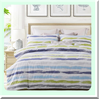 Luxury Stripe Patchwork Comforter Set - Queen Size 600 Thread Count Cotton Bedding Set with Down Alternative Fill - Grey Branch Design - 3 Piece Set