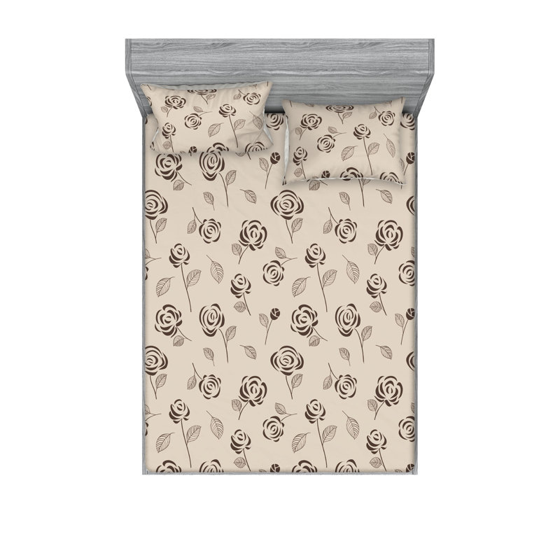 Drap-housse et taies décoratives 3 pièces Ambesonne, Ensemble de draps pour lit double avec 2 taies d'o