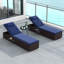 Chaise longue de patio 2 pièces avec dossier à 6 niveaux Coussin de siège confortable et appui-tête bleu marine