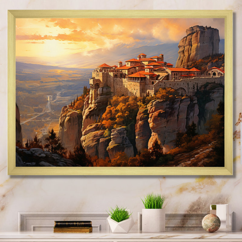 Grèce, Grèce, énigme II - impression, H 34 po x l 44 po x P 1,5 po, Encadrement doré