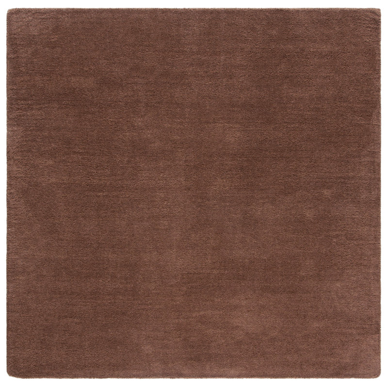 Tapis brun en laine tissé à la main Frann, Carré 6 pi