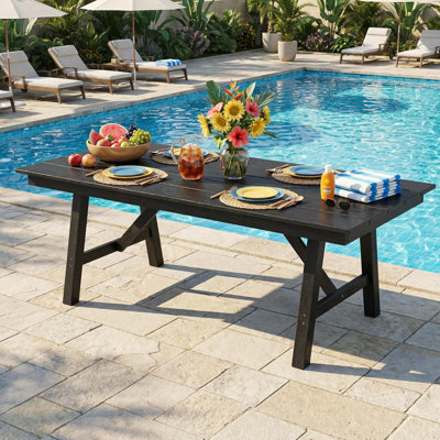 Table de salle à manger d'extérieur pour 4-6, table de jardin en PEHD de 66,9 po