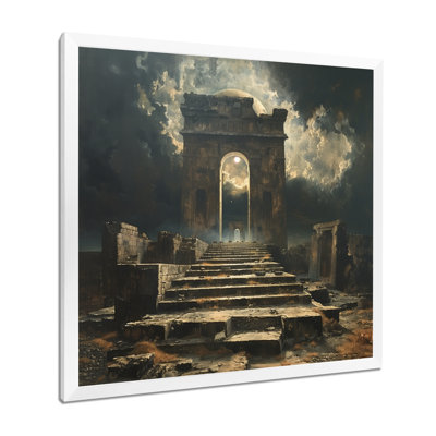 Gris et blanc, monument historique du patrimoine romain - art mural Monuments