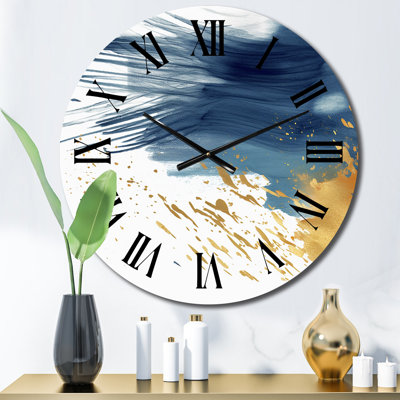 Horloge murale bleu foncé et or abstrait II - Fractals