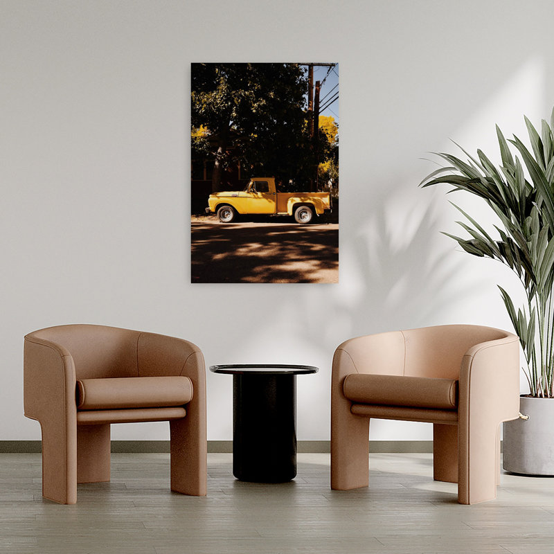 Art mural de paysage d'automne rétro rétro jaune classique, H 36 po x l 24 po