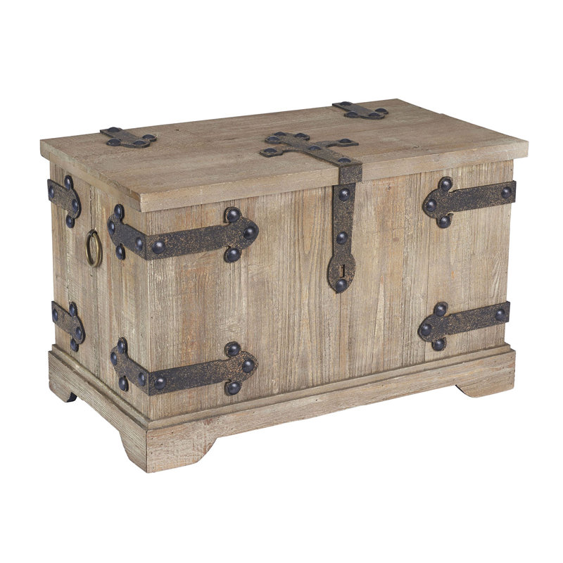 Victorian Style Brown Fir Wood Storage Trunk Set