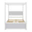 Wood Canopy Bed With Four Drawers And Support Slats