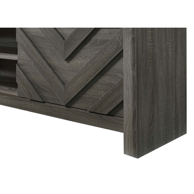 1pc Rustic Geometric Design Contemporary Traditional Entertainment Console TV Stand for Living Room with Ample Storage and Sturdy Support