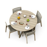 6 Seats 7 Pcs Grade-A Weathered Teak Wood Dining Set: 60" Sema Round Table And 6 Sema Armless Chairs #11Se3500