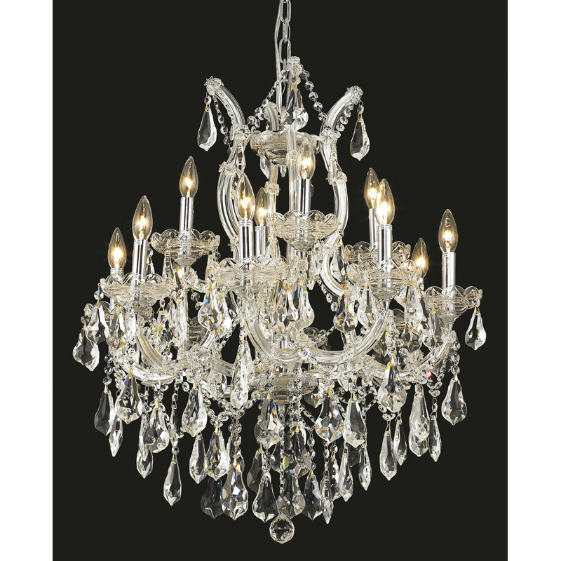 Stockard 13 - Light Glass Tiered Chandelier, Chrome / Crystal (Clear) / Royal Cut