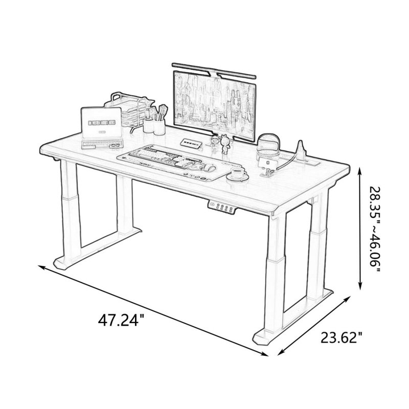 Walnut Rectangular Solid Wood Standing Desk, 46.06" H x 47.24" W x 23.62" D