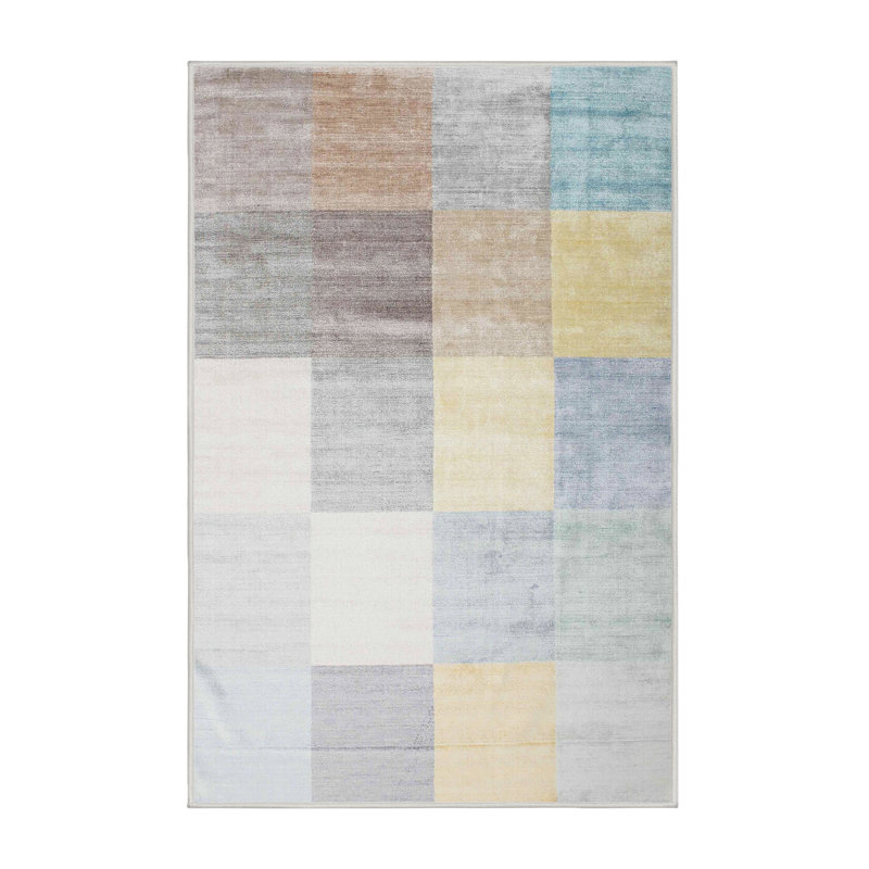 Tapis gris/rose/rouge contemporain, Rectangle 4 pi x 6 pi