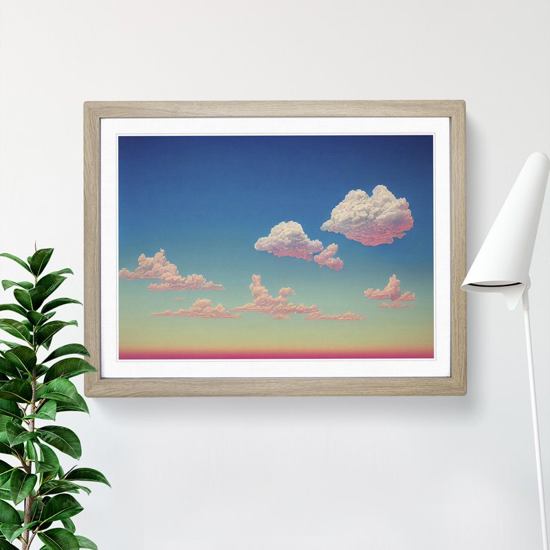 Idyllic Clouds - Single Picture Frame Print, 25cm H x 34cm W, Oak