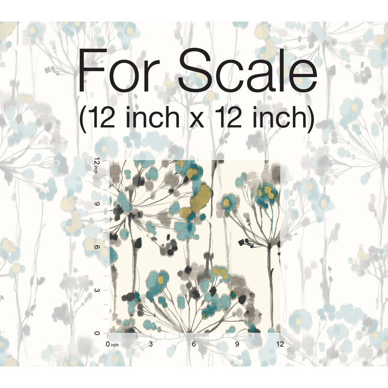 Flourish Floral Peel & Stick Wallpaper Roll, Turquoise, Non-Woven