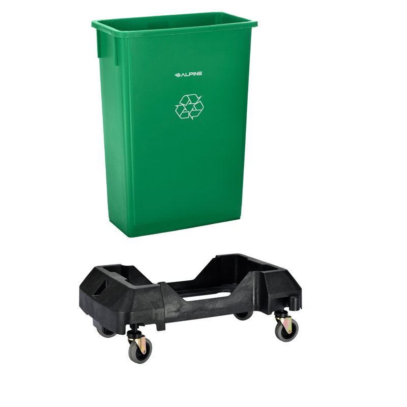 Poubelle recyclable 23 gallons et chariot, Vert