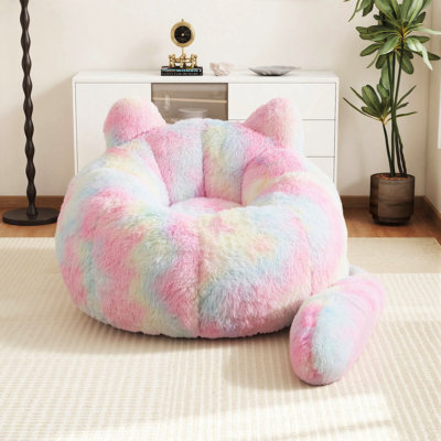 Fauteuil à billes en forme de chat de 41 po avec une queue, un canapé simple et désossé pour le salon, la chambre à coucher et la salle de lecture