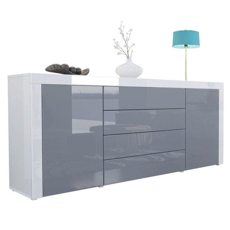 Sideboard Mccutcheon, White (Glossy)/Avola Anthracite/White (Glossy)