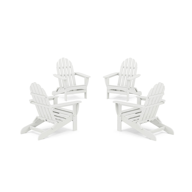 4-Piece Classic Folding Adirondack Conversation Set, White