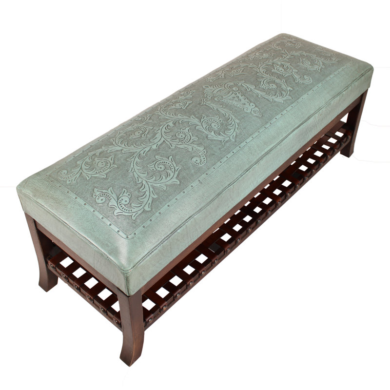 Zainab Genuine Leather Upholstered Bench