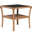 Table de bout de patio en verre trempé avec 2 rangements et verre d'extérieur, structure en aluminium