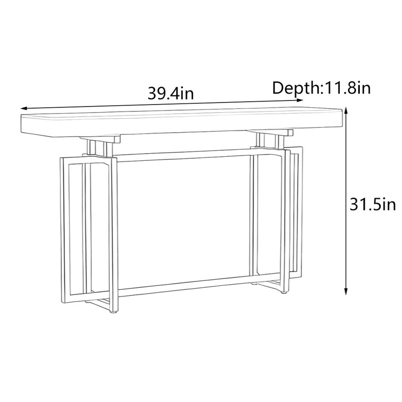 Console Nordic Minimalist, H 31,5 po x l 39,4 po x P 11,8 po, Blanc, Doré