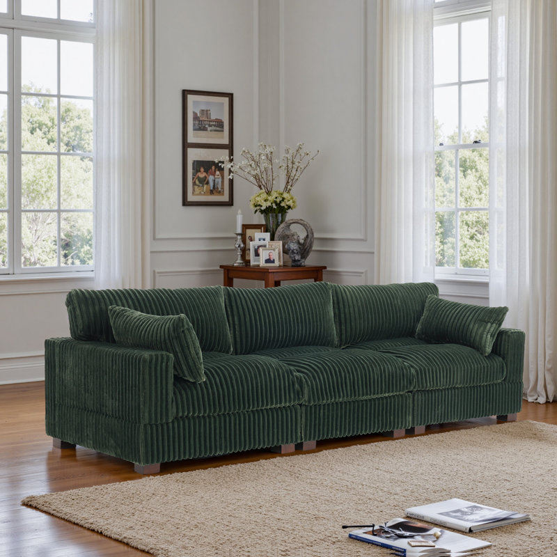 3-Piece Faux Rabbit Fur Sectional Sofa