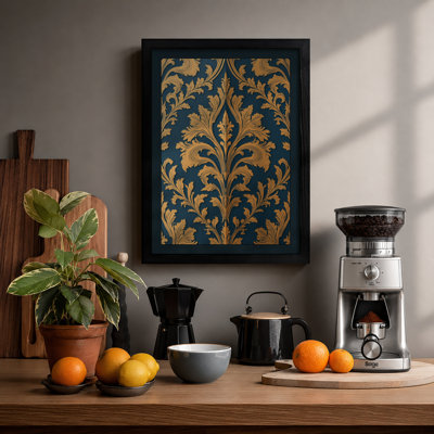 Golden Damask Baroque - Framed Print