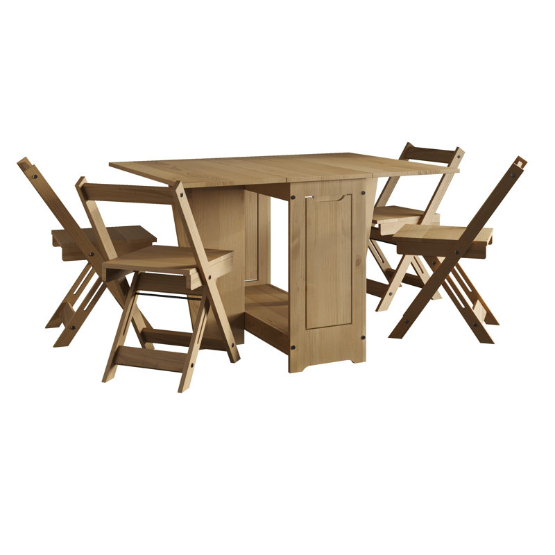 Corona Grey Wax Furniture 4 - Person Drop Leaf Dining Set, Brown