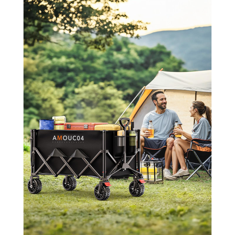 Portable Folding Trolley Cart With Large Capacity, Lockable Wheels And Compact Design For Beach, Garden, And Travel