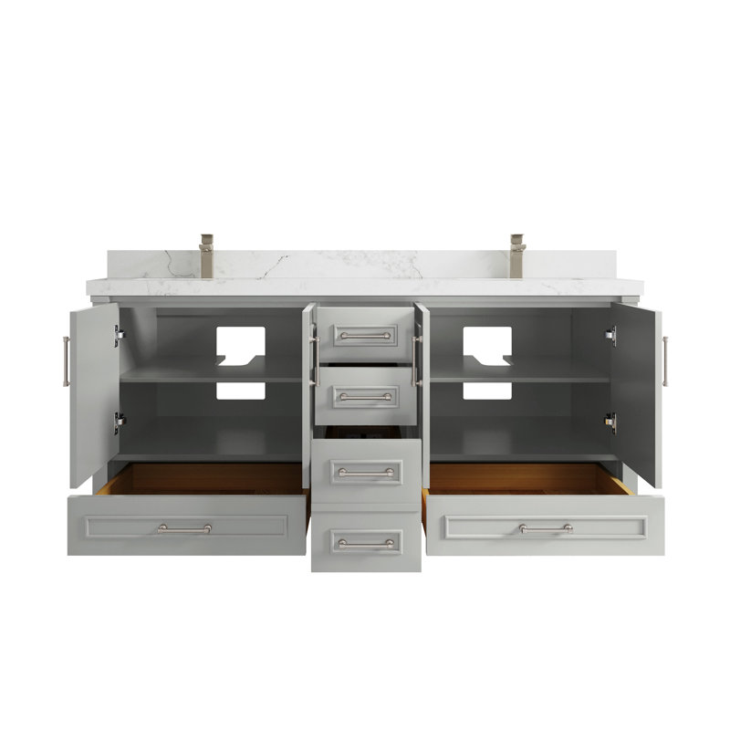 Meuble-lavabo l 72 po x P 22 po x H 36 po Aberdeen, Calacatta Nuvo
