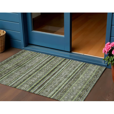 Tapis intérieur / extérieur lavable 3 pi x 5 pi vert olive et vert fougère