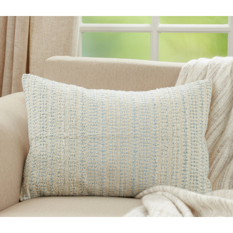 Celeste Collection Geometric Reversible Pillow Cover, Polyester/Polyfill, Aqua