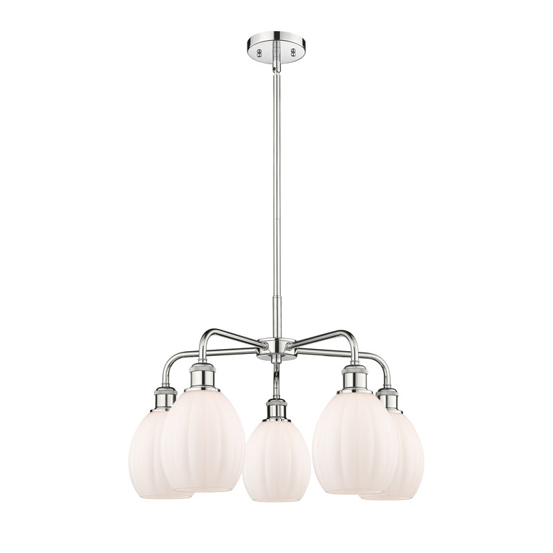 Lustre sphérique à 5 lumières Lelystad, Blanc mat, Chrome poli