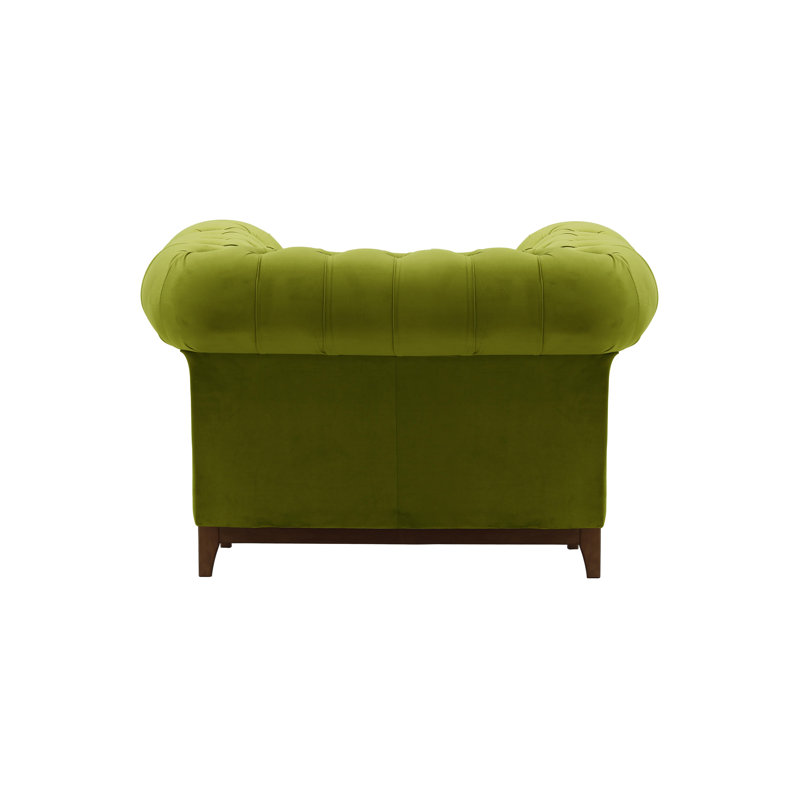 Frye Velvet Chesterfield Chair, Walnut, Olive