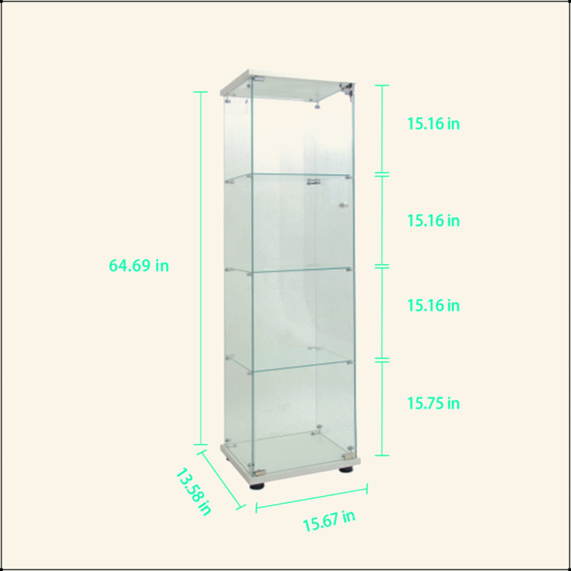 Vitrine en verre trempé, armoire à vin, armoire de rangement, classeur, avec lumière Paipai alimentée par batterie, pieds de plancher réglables, convient aux sols inégaux, peut être placé n'importe où