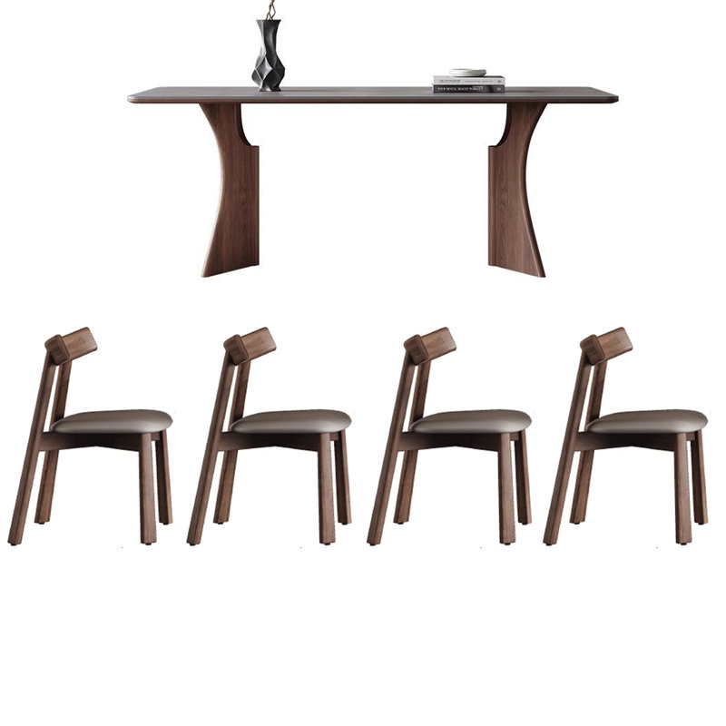 Stable Matte Slate Dining Table Sets., 29.53"H x 55.12"L x 31.5"W